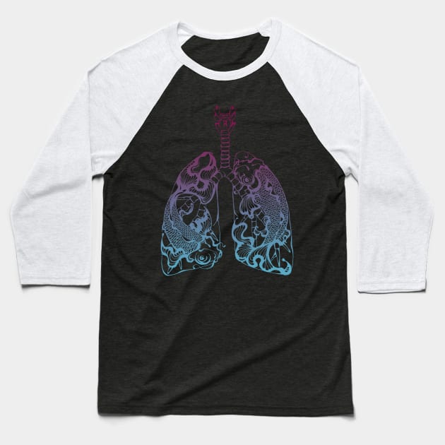 Drowning Lungs (Colored) Baseball T-Shirt by FarynHughes